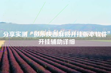 分享实测“微乐陕西麻将开挂版本软件	”开挂辅助详细