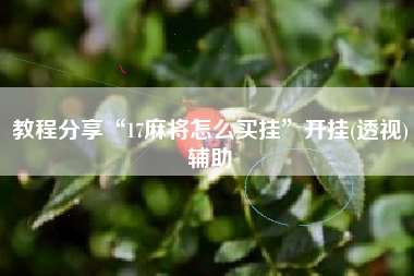 教程分享“17麻将怎么买挂”开挂(透视)辅助