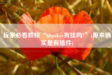 玩家必看教程“hhpoker有挂吗?”(原来确实是有插件)