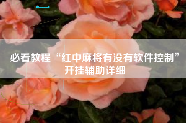 必看教程“红中麻将有没有软件控制”开挂辅助详细