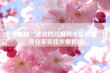 3分钟教程“途游四川麻将外卦神器”详细分享装挂步骤教程