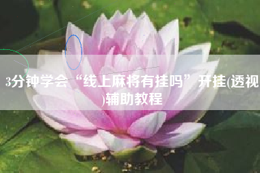 3分钟学会“线上麻将有挂吗	”开挂(透视)辅助教程