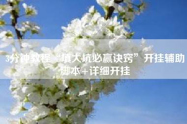 3分钟教程“填大坑必赢诀窍	”开挂辅助脚本+详细开挂