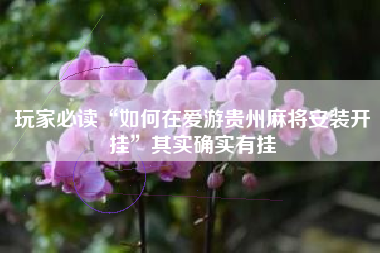 玩家必读“如何在爱游贵州麻将安装开挂”其实确实有挂