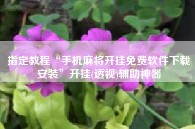 指定教程“手机麻将开挂免费软件下载安装	”开挂(透视)辅助神器