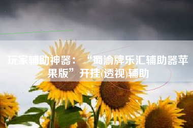 玩家辅助神器：“蜀渝牌乐汇辅助器苹果版”开挂(透视)辅助